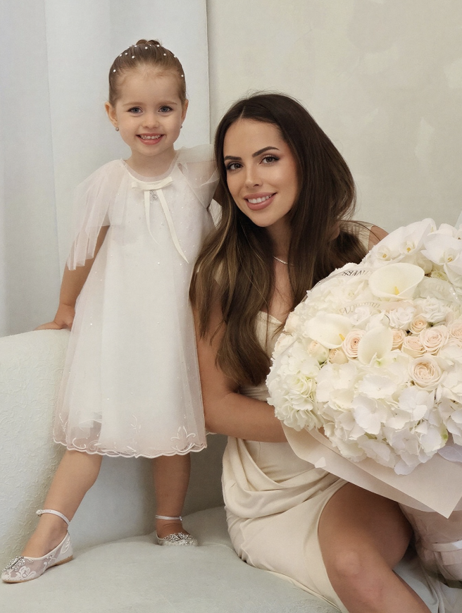 Mother and daughter in ivory embellishment